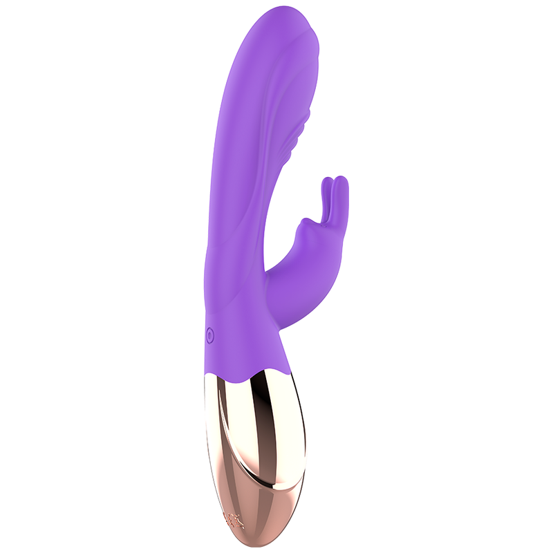 Purple and rose gold device on a white background