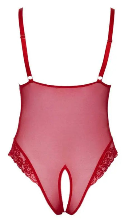 Bodysuit with Open Crotch - Red- by Cottelli - Flutters.ie