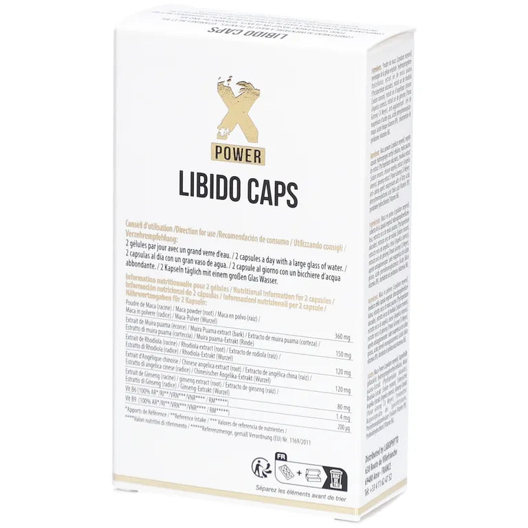 Box of Power Libido Caps on a white background