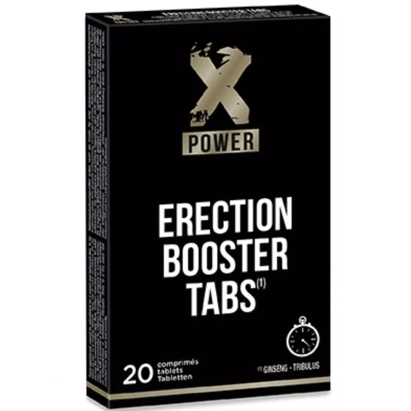 Box of X Power Erection Booster Tabs on a white background