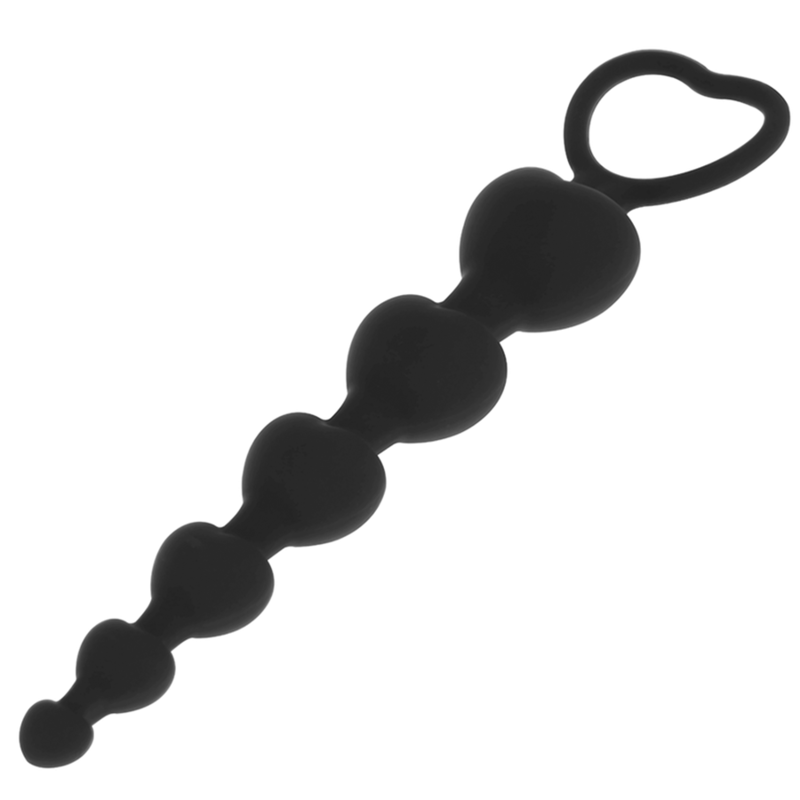 Anal Chain Of Hearts 18 CM - Black&amp;Silver - Milan Beads