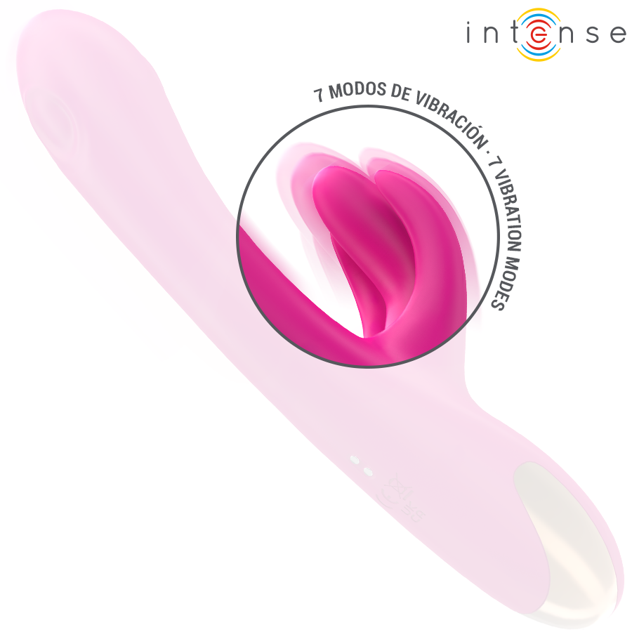 Pink and white Intense product with close-up of internal design on a white background