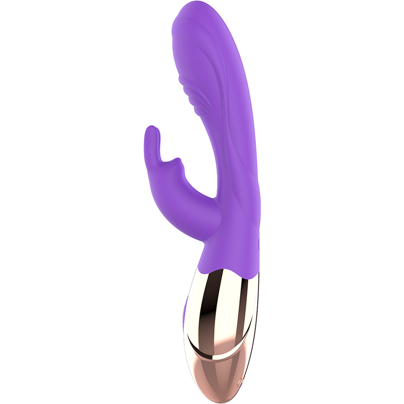 Purple and rose gold device on a white background