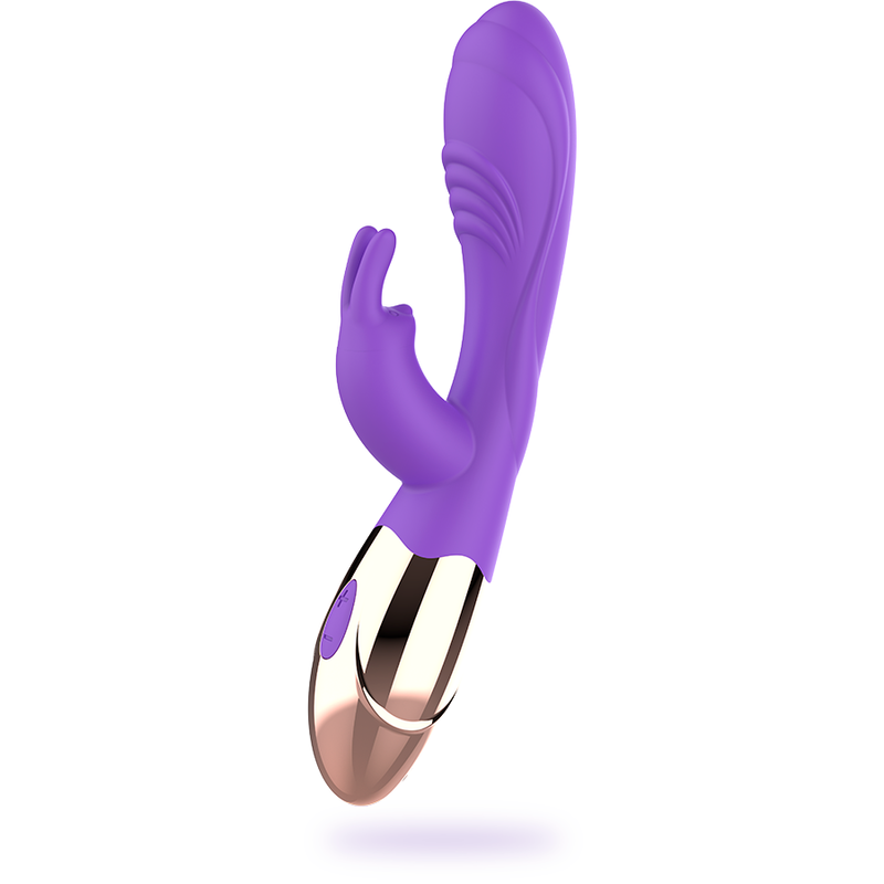 Purple and rose gold tool on a white background