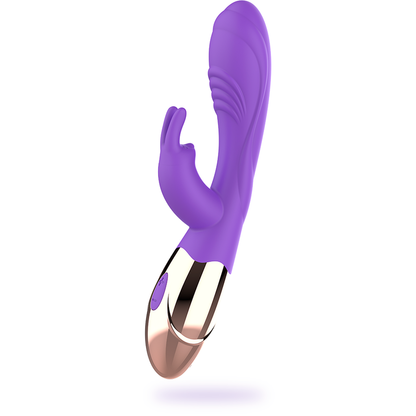 Purple and rose gold tool on a white background