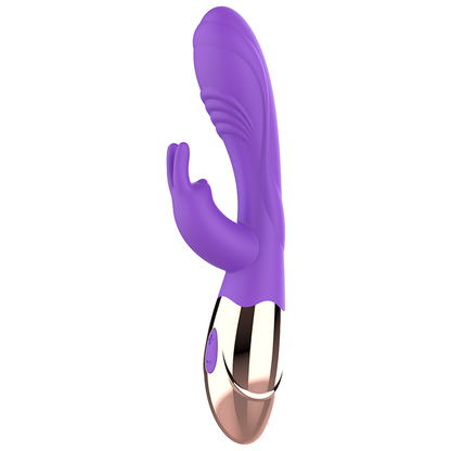 Purple and rose gold device on a white background